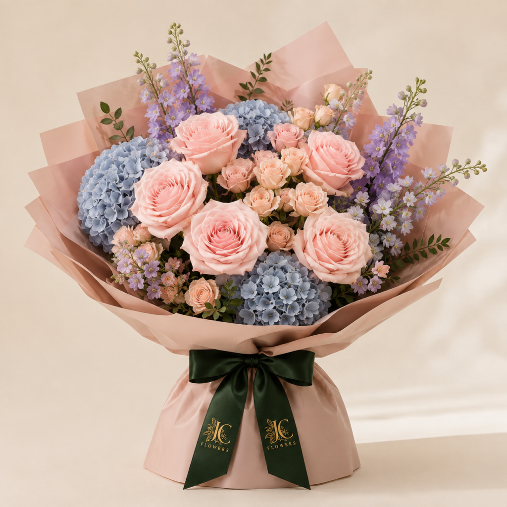 Blush Architecture sculptural blush wedding flowers by JC Flowers Dubai